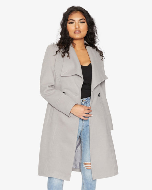 LateurGo Women's Waterfall Lapel Double Breasted Duster Coat - Sophisticated Outerwear