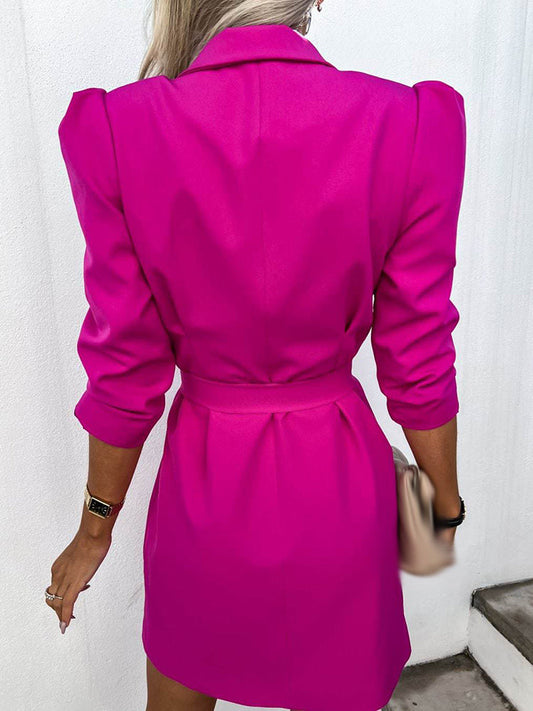 LateurGo Notched Collar Blazer Straight Dress