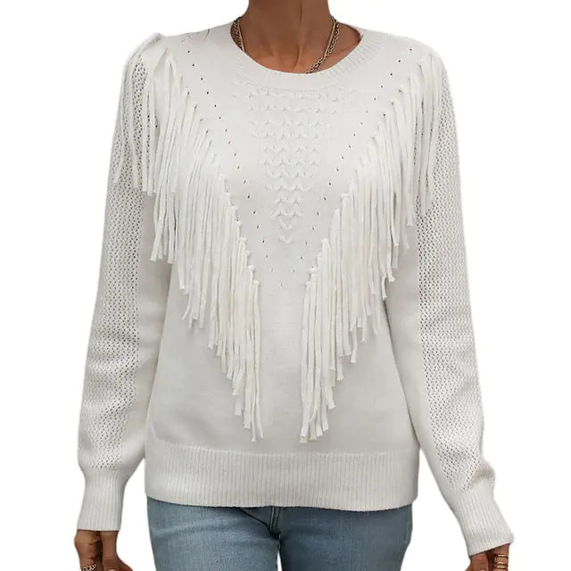 Women tassels autumn sweater