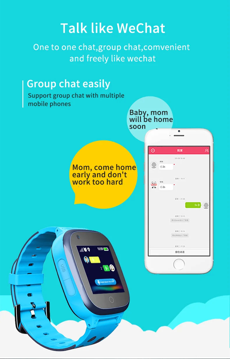 LateurGo Touch Screen Kids Smart Watch - LBS WIFI GPS Tracker with SOS Feature