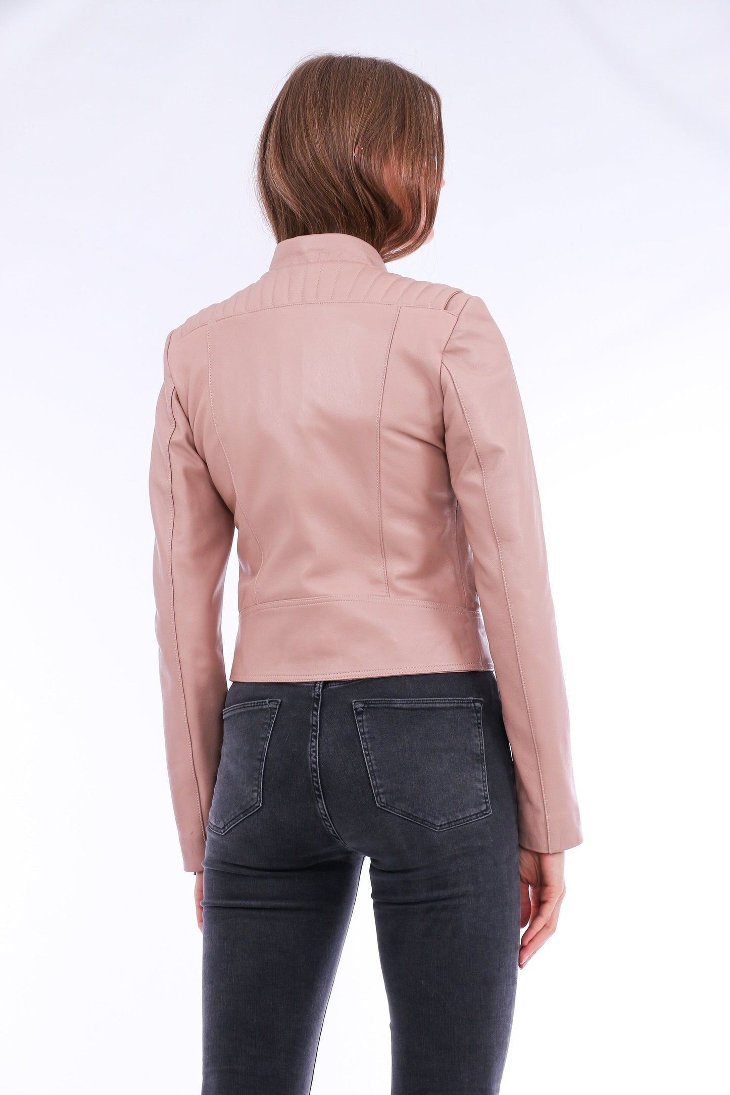 Rovigo Pink Leather Biker Jacket | Trendy Outerwear
