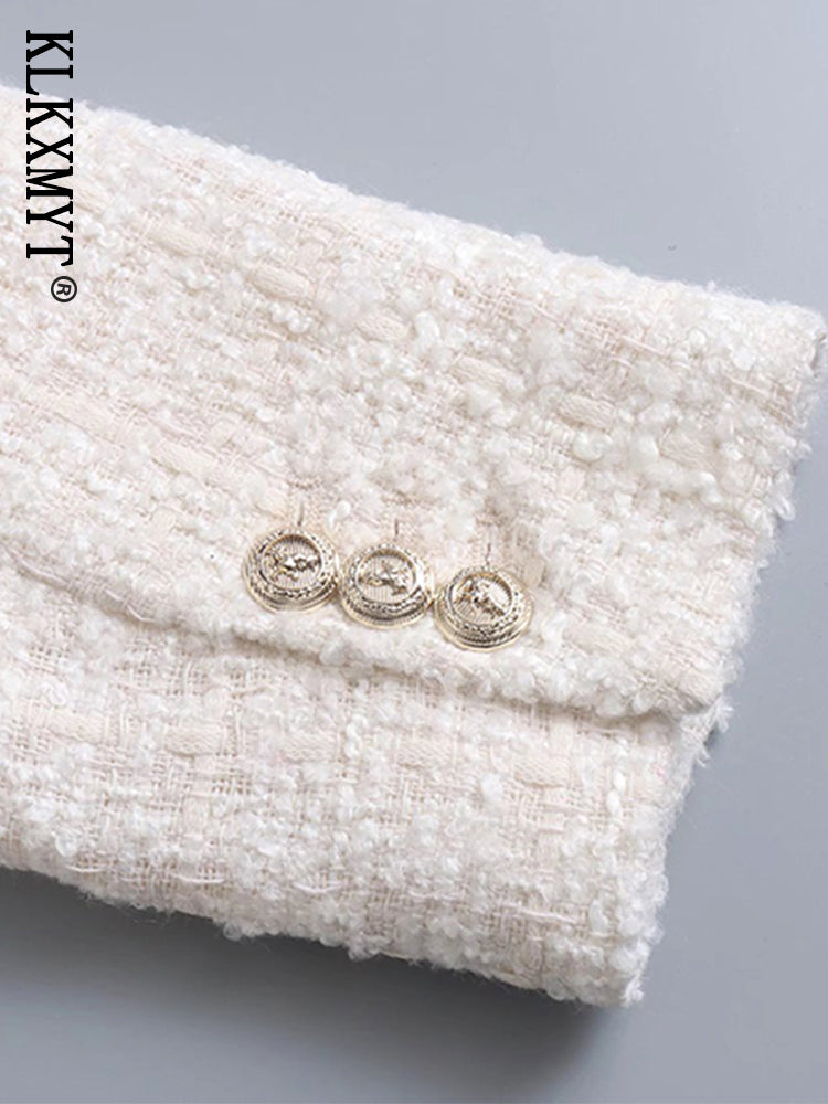 LateurGo Women's Double Breasted Tweed Blazer Coat