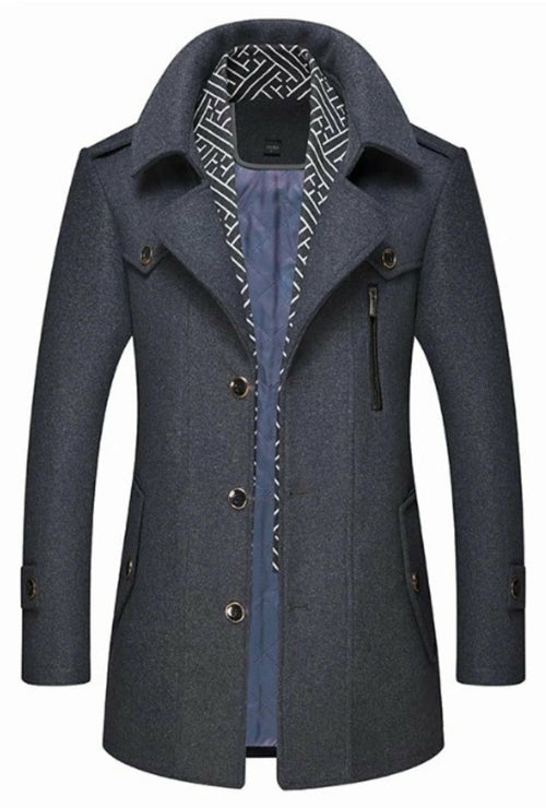Men's Layered Collar Mid Length Stylish Coat