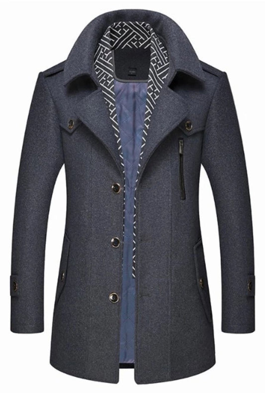 Men's Layered Collar Mid Length Stylish Coat