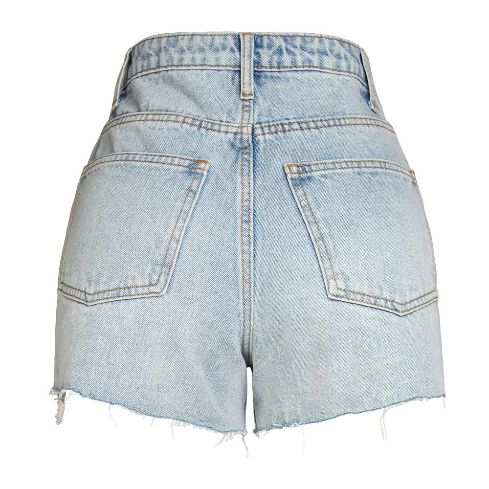 LateurGo High Waist Frayed Denim Shorts for women at great low prices