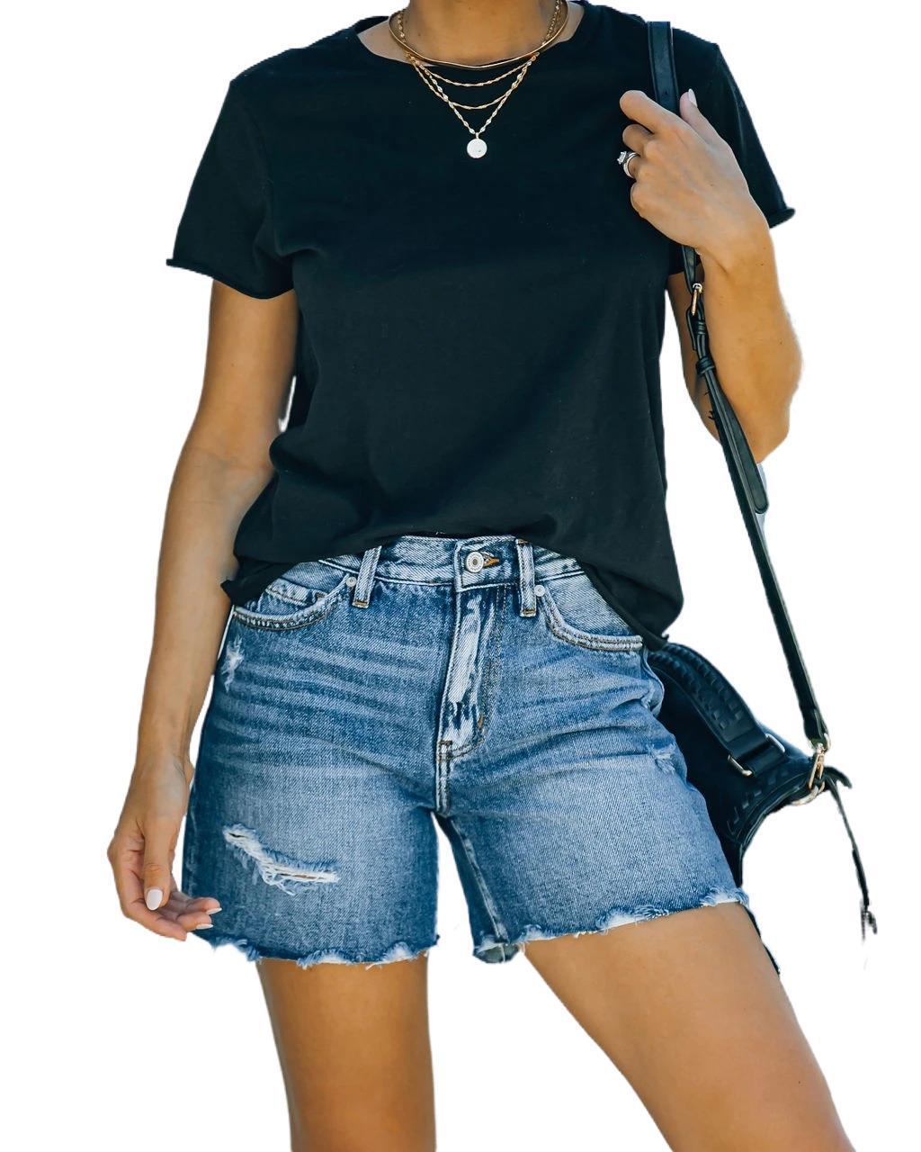 LateurGo Women's Summer Fringe Denim Shorts
