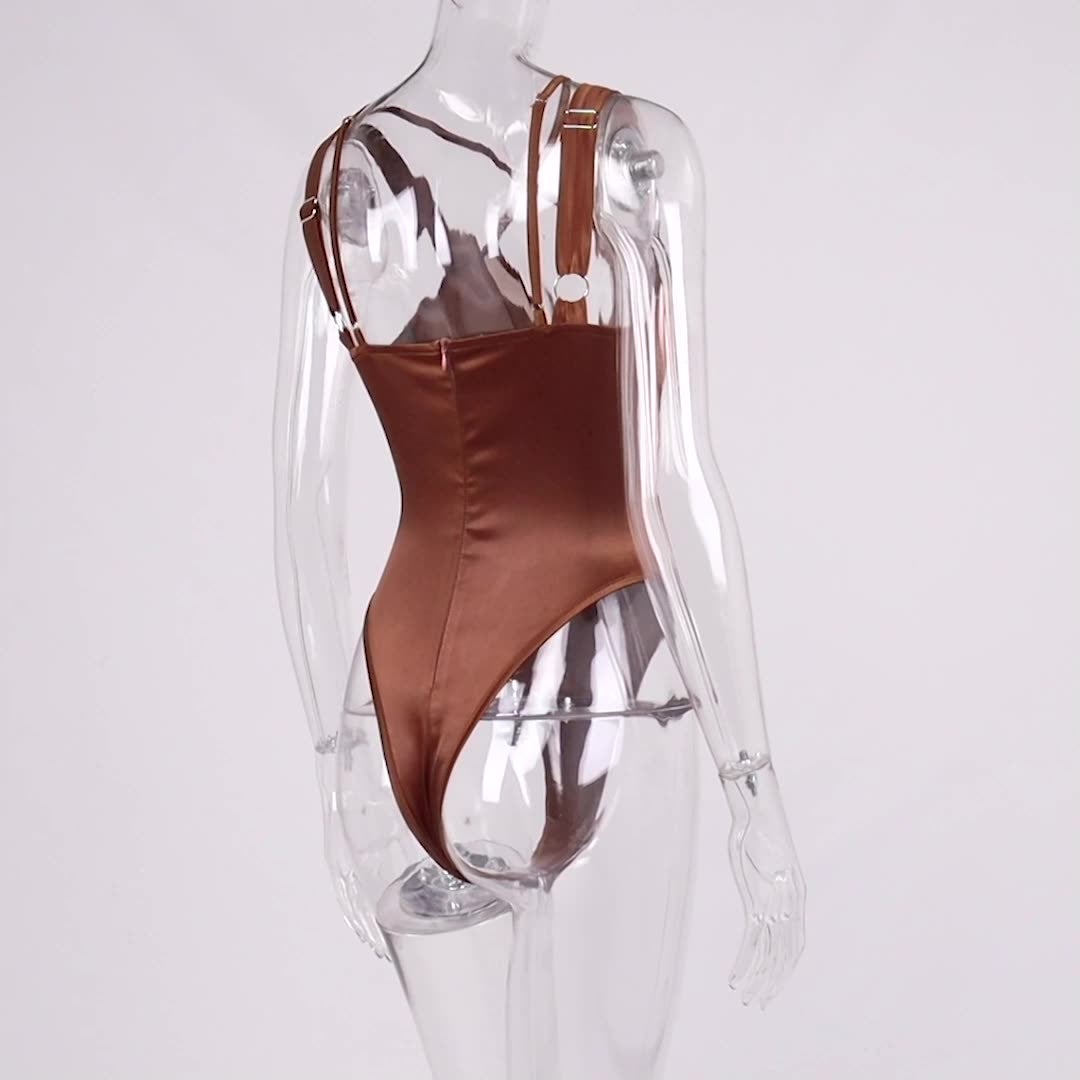 Satin Mesh Bodysuit | Patchwork Cut Out Top | LateurGo