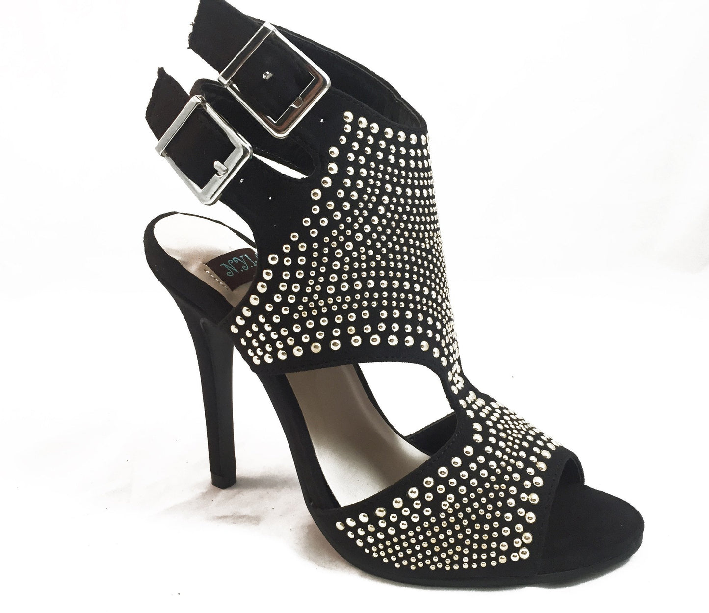 LateurGo Buckle Back Women's Studded Heels in Black or Tan