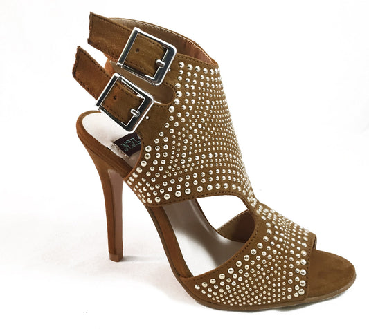 LateurGo Buckle Back Women's Studded Heels in Black or Tan