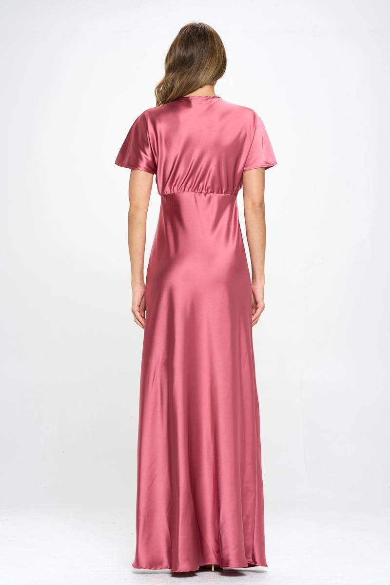Satin Deep V Neck Formal Dress | Elegant Wear