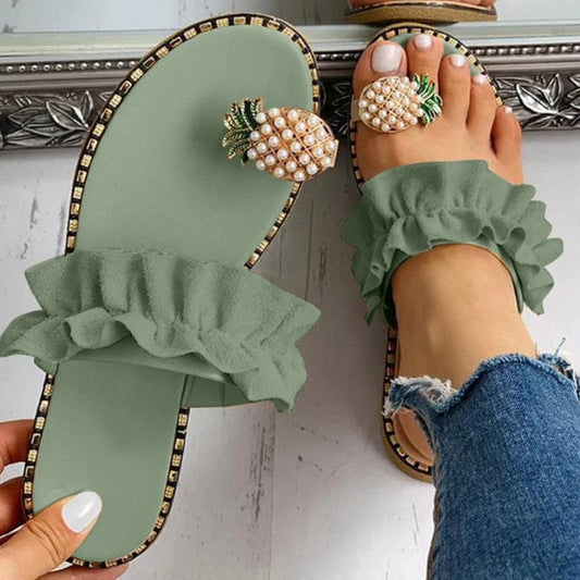Footwear: Pineapple Pearl Sandals for Beach Side