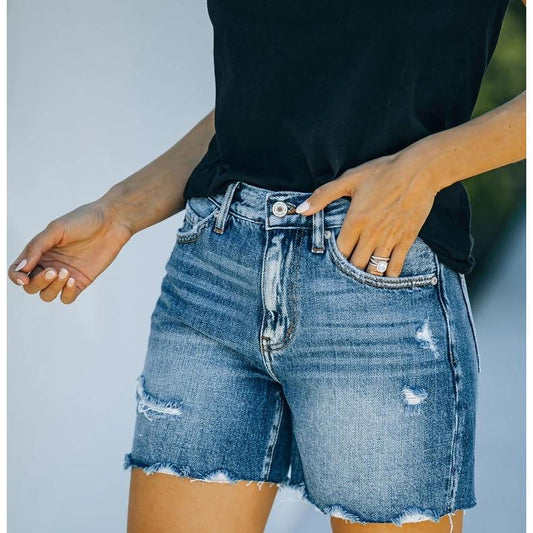 LateurGo Women's Summer Fringe Denim Shorts