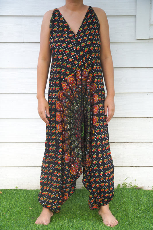 LateurGo Black Chakra Hippie Jumpsuits, Boho Rompers, Festival Clothing