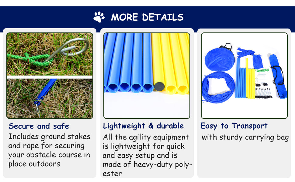 LateurGo PawHut Dog Agility Starter Kit - Pet Outdoor Exercise Training Set