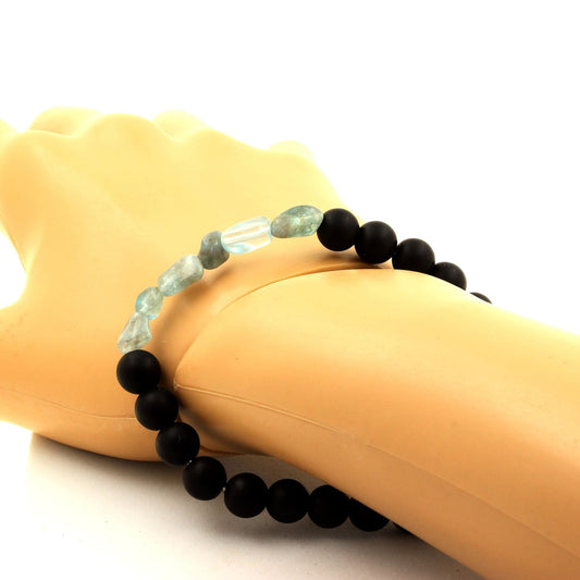 LateurGo Apatite and Matte Black Onyx Bracelet with 8 mm Beads
