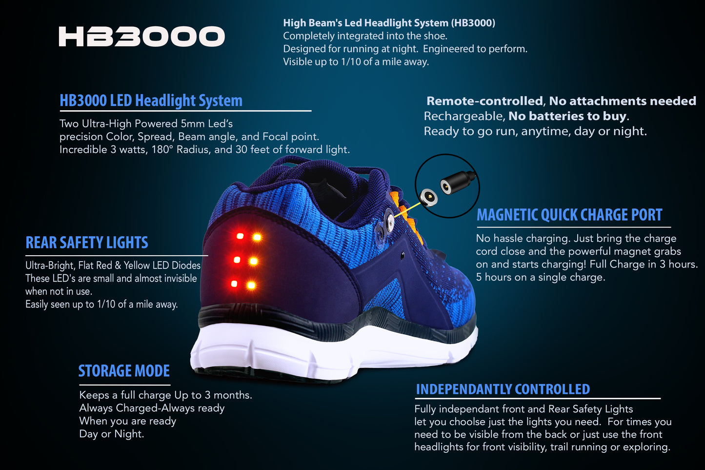 Men's Night Runner Shoes with Built-in Lights