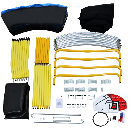 LateurGo 12FT Trampoline for Kids - Safety Enclosure Net and Basketball Hoop