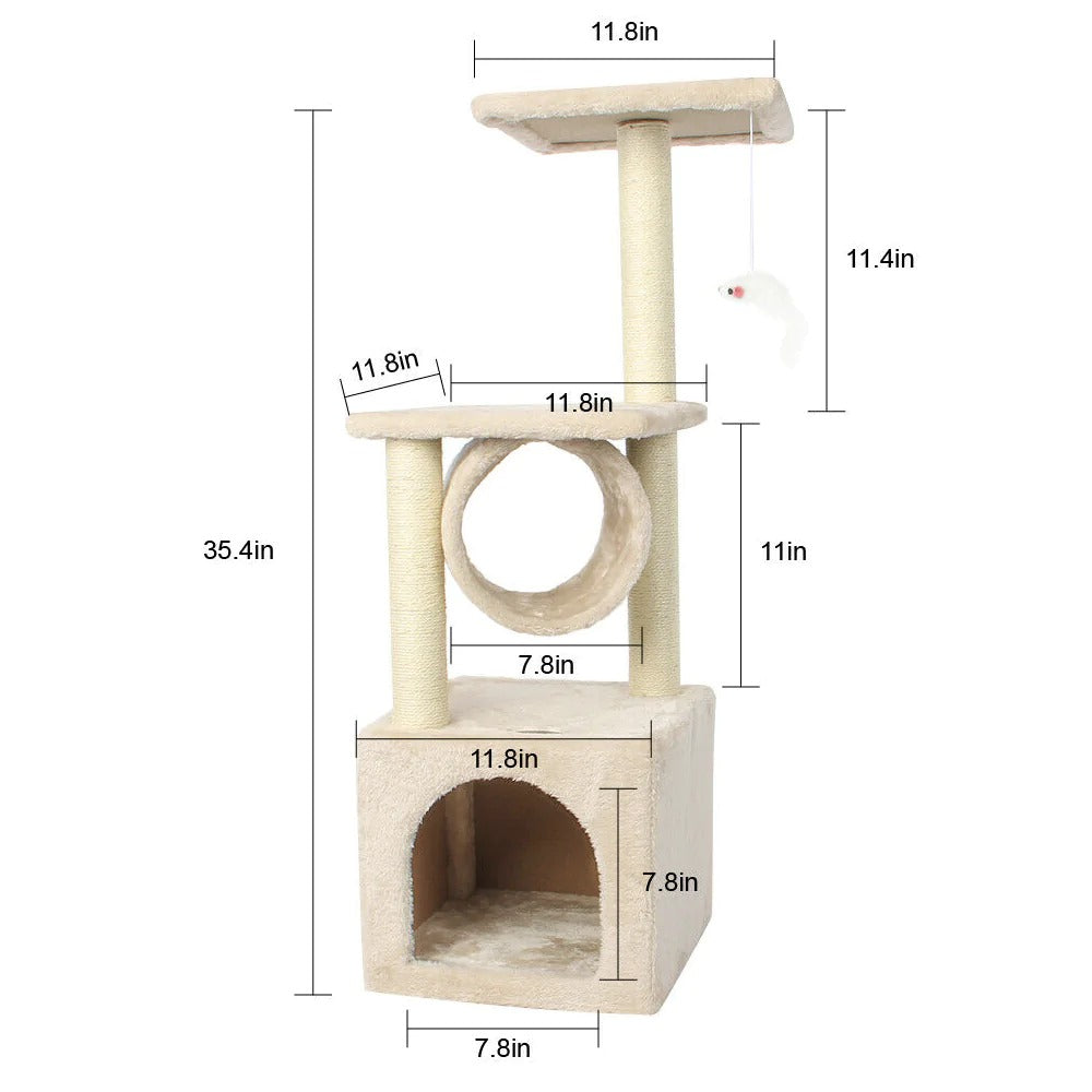 LateurGo Cat Tree House Tower for Cat Play and Relaxation