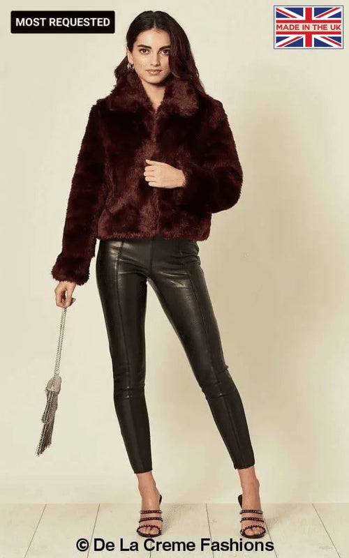 Women's Faux Fur Cropped Aviator Bomber
