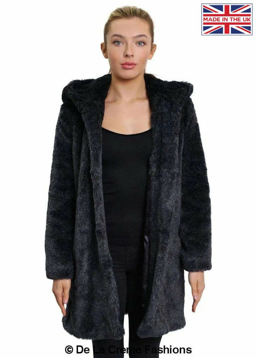 LateurGo Women's Luxury Faux Fur Jacket Ladies Hooded Winter Coat - Luxurious and Warm