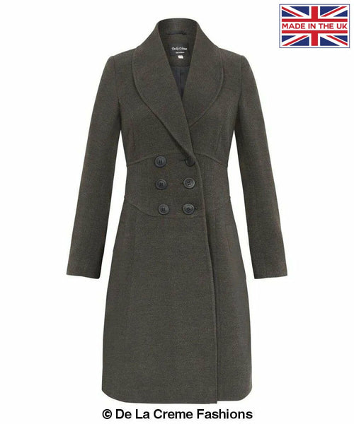 LateurGo Women's Slim Fit Double Breasted Roll Collared Coat