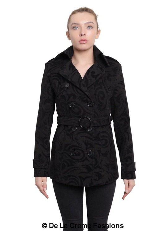 LateurGo Women's Tribal Print Double Breasted Short Coat - Chic and Trendy
