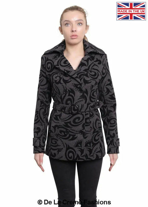 LateurGo Women's Tribal Print Double Breasted Short Coat - Chic and Trendy