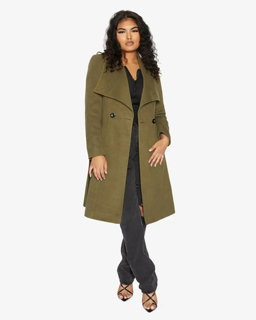 Women's Waterfall Lapel Double Breasted Duster Coat