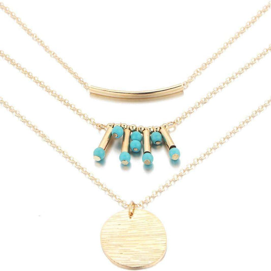 LateurGo Turquoise Multi-Layer Necklace - Elegant and Trendy Jewelry