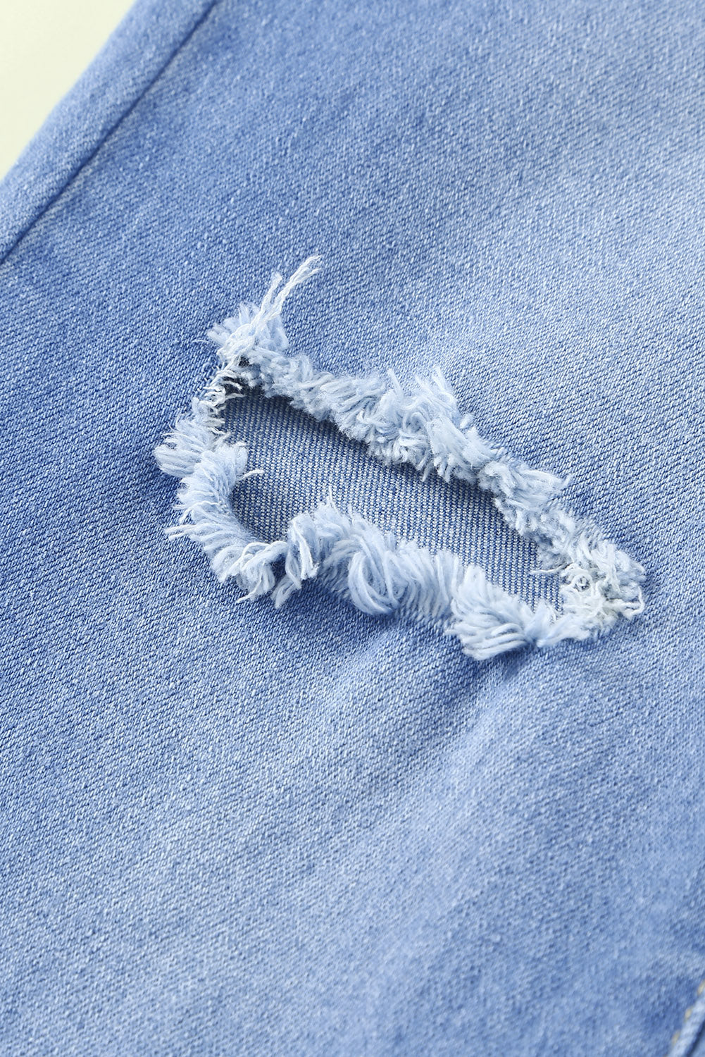 High Rise Distressed Sky Blue Bell Bottom Denims