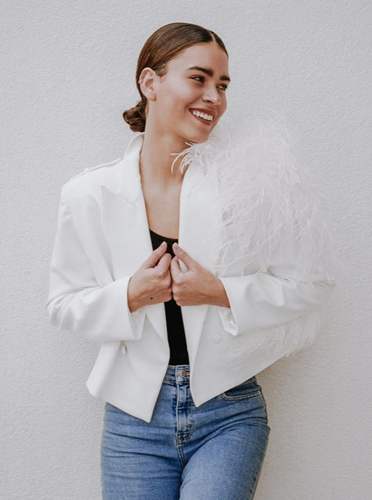Lydia Ostrich Feather Blazer | Elegant Fashion