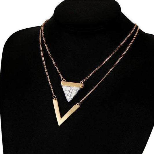 Stylish Marble Chevron Double Layer Necklace