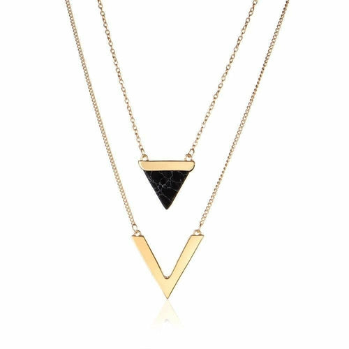 Stylish Marble Chevron Double Layer Necklace