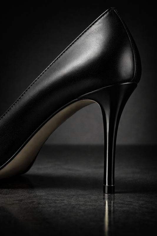 Detail of the heel on Aurelia Line™ Signature Pump by LateurGo™, designed for balance, posture, and refined elegance.
