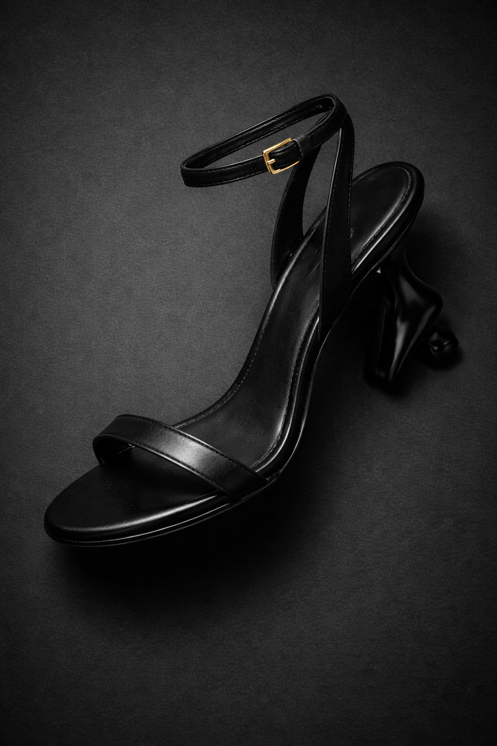 Top view of Obsidian Motion™ Couture Sandal by LateurGo™, showcasing its open silhouette and refined couture proportions.