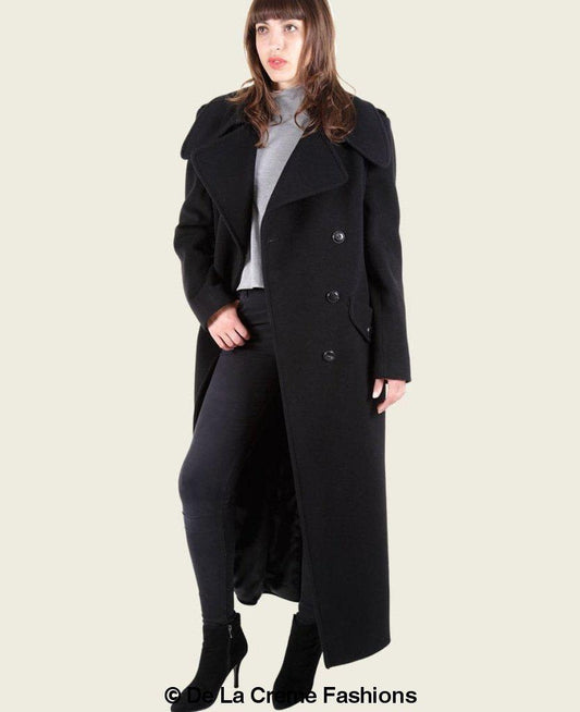 LateurGo Women's Double Breasted Wool & Cashmere Blend Long Coat - Luxurious Warmth