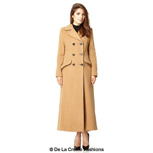 LateurGo Wool Blend Double Breasted Long Coat - Timeless Elegance