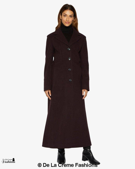 Slim Fit Wool Blend Maxi Coat | Overcoat for Women