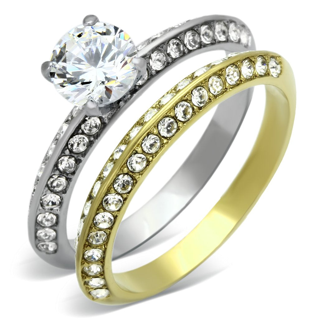 LateurGo Two-Tone IP Gold Stainless Steel Ring - Elegant Jewelry