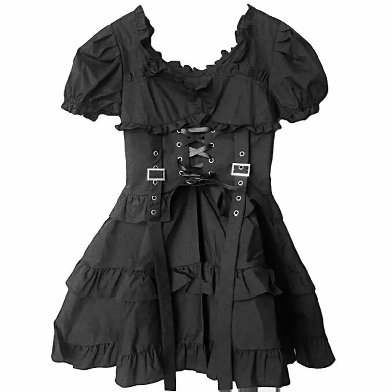 Glam Gothic Black Dress for Women