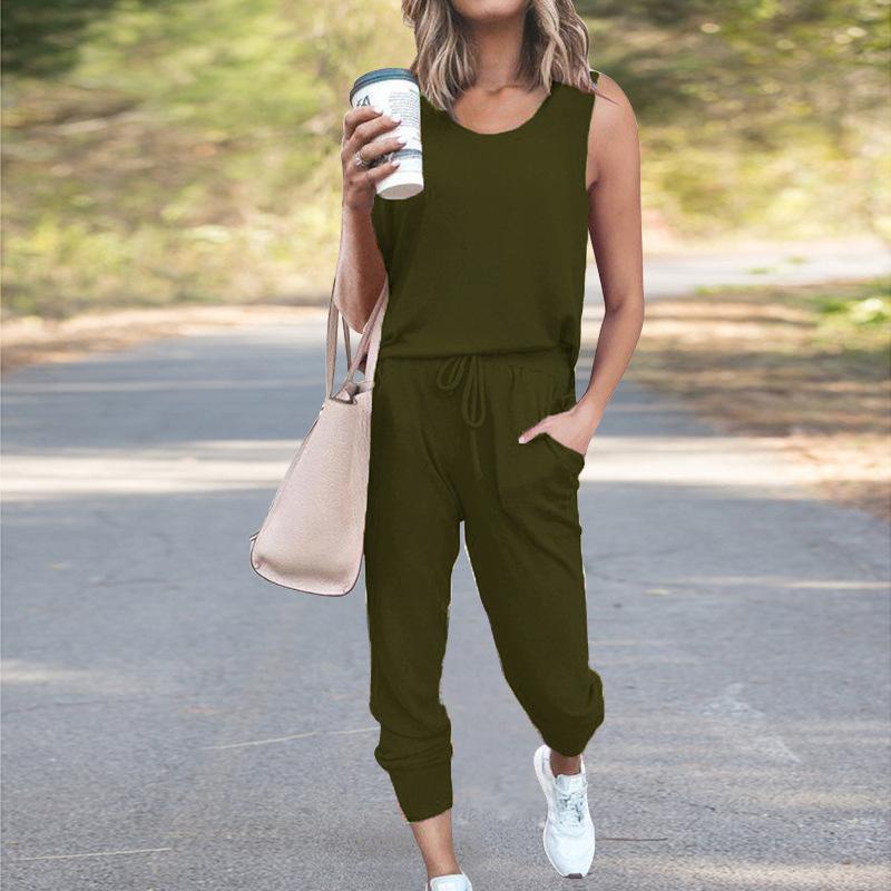 LateurGo Women's Sleeveless Top Shirt and Pants Casual Two Piece Set