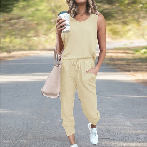 LateurGo Women's Sleeveless Top Shirt and Pants Casual Two Piece Set