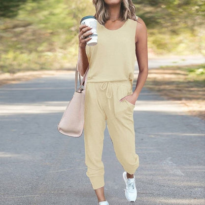 LateurGo Women's Sleeveless Top Shirt and Pants Casual Two Piece Set