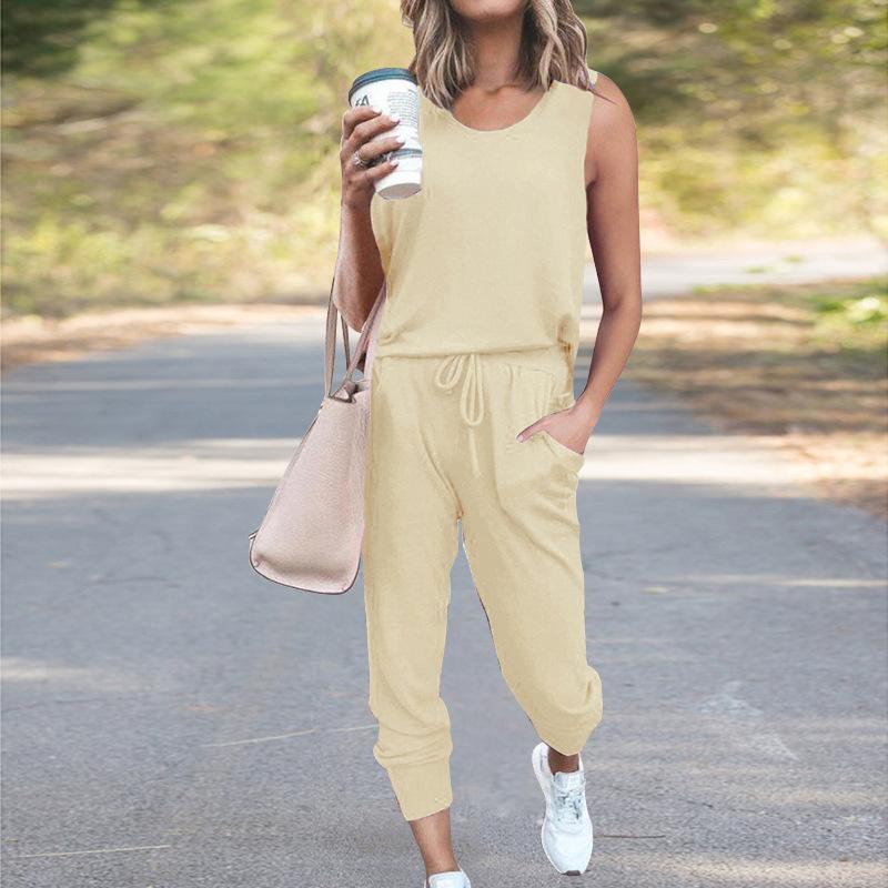 LateurGo Women's Sleeveless Top Shirt and Pants Casual Two Piece Set