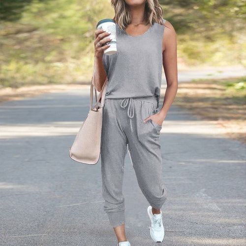 LateurGo Women's Sleeveless Top Shirt and Pants Casual Two Piece Set