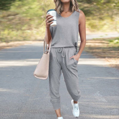 LateurGo Women's Sleeveless Top Shirt and Pants Casual Two Piece Set