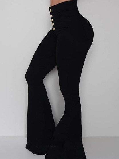 LateurGo Vintage Casual High Waist Pants with Breasted Button - Slim and Elegant