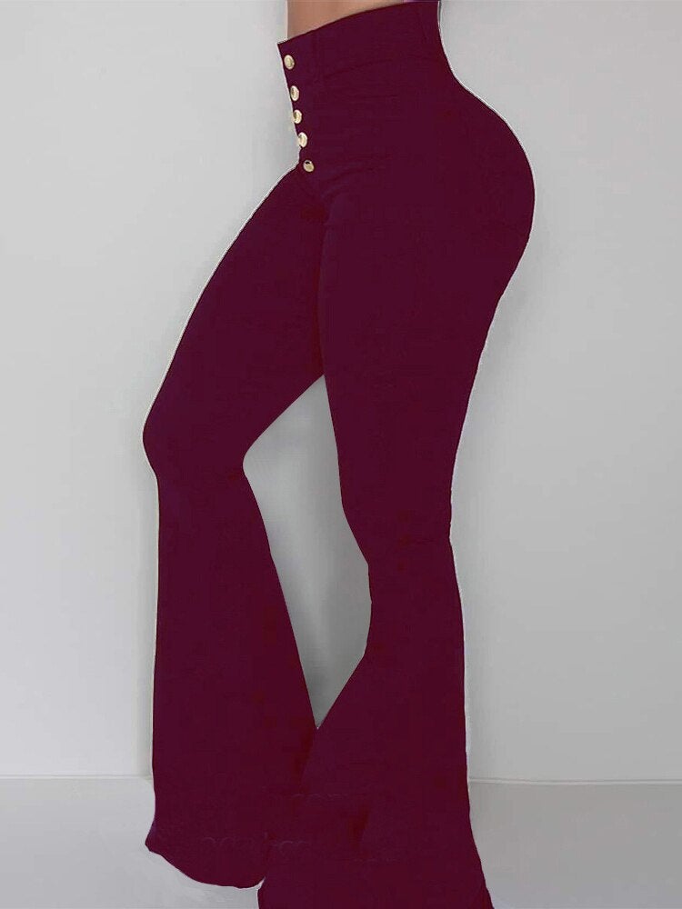 LateurGo Vintage Casual High Waist Pants with Breasted Button - Slim and Elegant