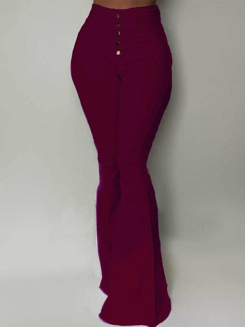 LateurGo Vintage Casual High Waist Pants with Breasted Button - Slim and Elegant