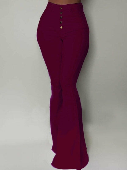 LateurGo Vintage Casual High Waist Pants with Breasted Button - Slim and Elegant